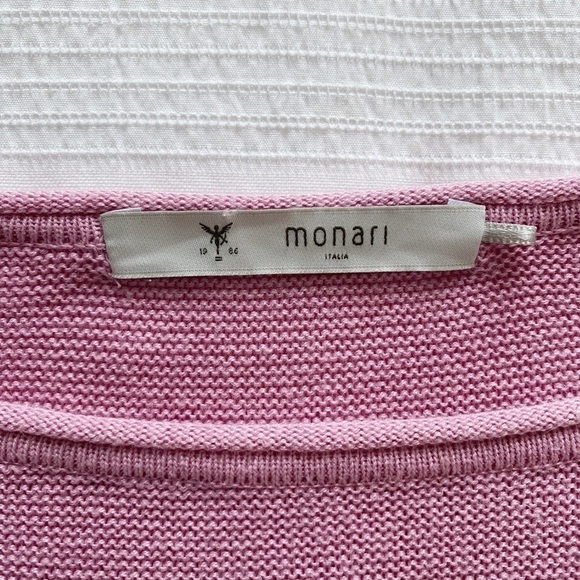 MONARI PINK COTTON BLEND ROLLED HEM KNITTED SWEATER - M - Picture 5 of 9